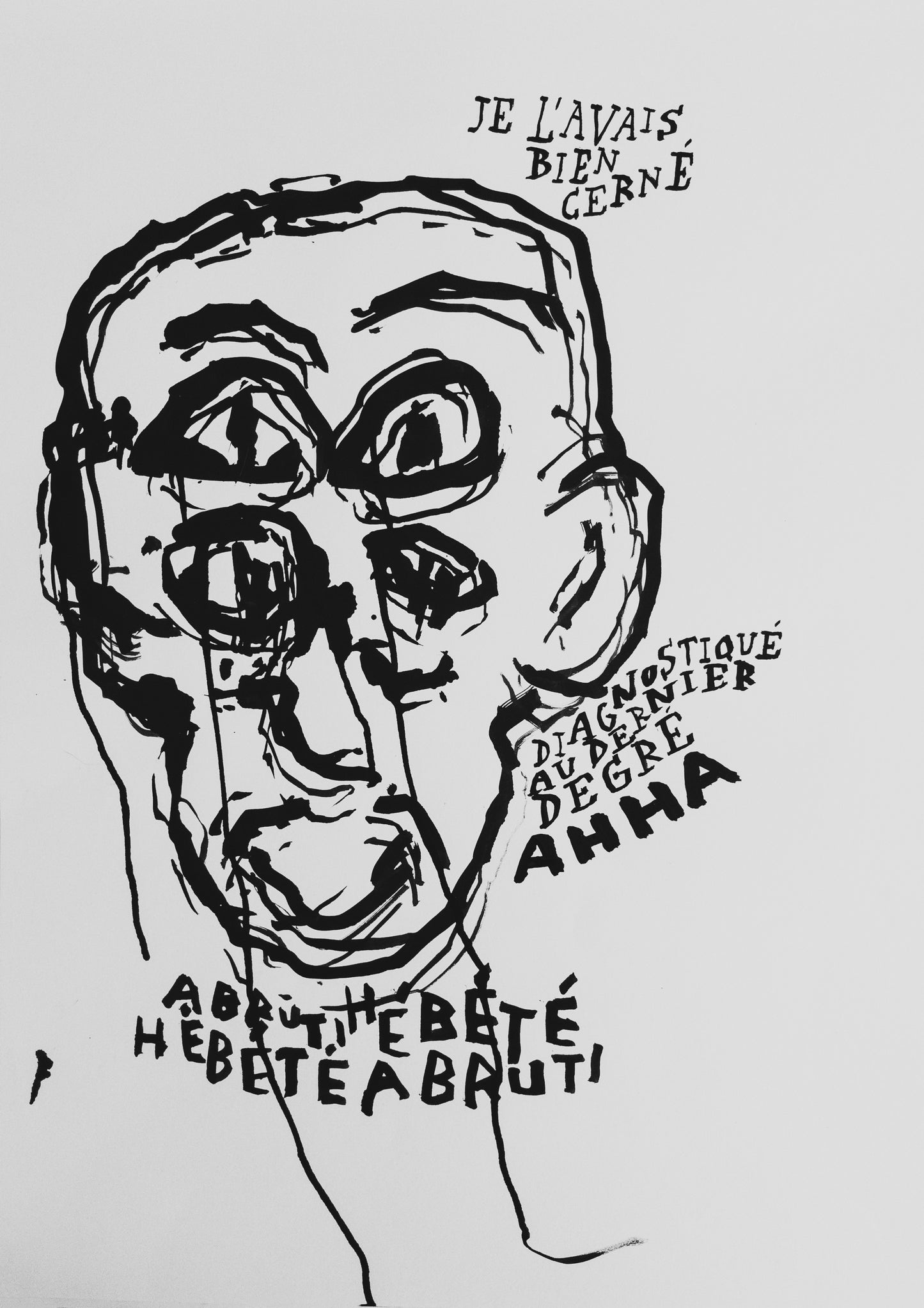 Je l’avais bien cerné, diagnostiqué dernier degré AHHA. Abruti-hébété Hébété-abruti.