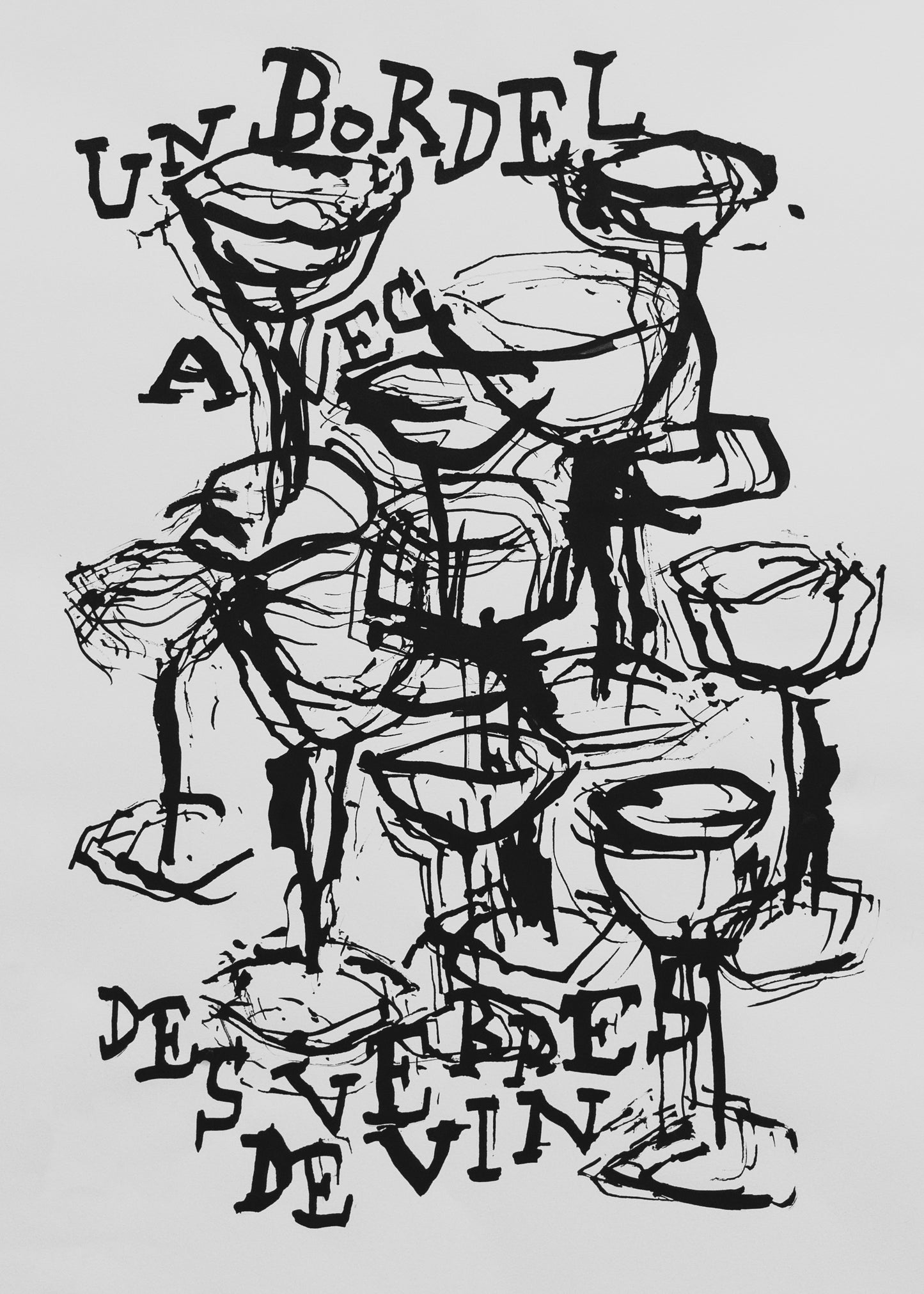 Un bordel de verres de vin.